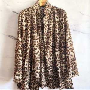 Plus Size Leopard Animal Print Lightweight Coat 1X